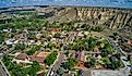 Aerial View of the Tourist Town of Medora, North Dakota.