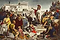 Nineteenth-century painting by Philipp Foltz depicting the Athenian politician Pericles delivering his famous funeral oration in front of the Assembly.