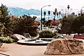Picturesque downtown Ojai with the Topatopa Mountains in the background.
