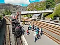  Aerial view of a steam train on the Ffestiniog narrow-gauge railway, Blaenau Ffestioniog, Gwynedd, Wales. Image by Ceri Breeze via Shutterstock. 
