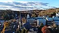 An aerial view of historic Ellicott City, Maryland