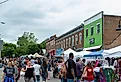 Downtown public street fair in Yellow Springs, Ohio. Image credit Adam Lovelace via Shutterstock