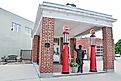 Statue of a friendly old-time gas station attendant in Ogallala, Nebraska.