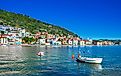 View of the picturesque coastal town of Gythio on the Gulf Of Laconia coast.