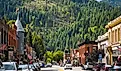 ain street with it's turn of the century brick buildings in the historic mining town of Wallace, Idaho.Editorial credit: Kirk Fisher / Shutterstock.com