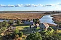 Aerial view of Fort King George historic site in Darien, Georgia.