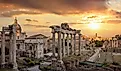 Roman Forum at sunset in Rome, Italy. 
