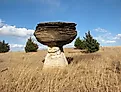 A unique formation found in Mushroom Rock State Park, Kansas.