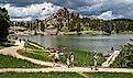 Families enjoy a summer day on Sylvan Lake in Custer State Park, South Dakota. Image credit: Melissamn / Shutterstock.com.