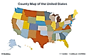 Map detailing the counties of the US. 