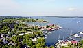 Aerial view of St. Michaels, Maryland. 
