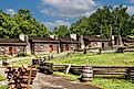 Outside view of the Kentucky historical state park of Fort Boonesborough, Kentucky, USA.