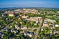 Aerial view of Lawrence in Kansas.