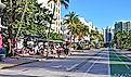 Art deco hotels on Ocean Drive in South Beach on Miami Beach