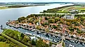 Aerial view of the historic town of Veere, the Netherlands.