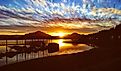 Sunset over small Alaskan Village.