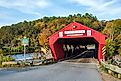 The historic Taftsville Covered Bridge in Woodstock, Vermont.