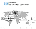 A map showing the locations of 15 smallest countries in the world