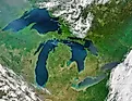 aerial view of the Great Lakes in North America