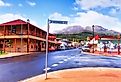 Main shopping street in regional mining town Queenstown on Tasmanian East Coast. Image credit Taras Vyshnya via Shutterstock