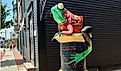 Frog statue sitting on a spool of thread in Willimantic, Connecticut, USA. Editorial credit: Rachel Rose Boucher / Shutterstock.com