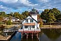 Overlooking the Roanoke River Lighthouse in Edenton, North Carolina.