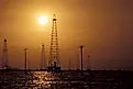 Petroleum drilling in Lake Maracaibo, Venezuela. 