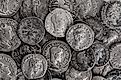 A collection of ancient Roman silver coins. 