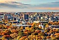 Cityscape of New Haven, Connecticut, in fall. 
