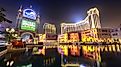 The Venetian Macao and its reflection light up the night in Macao, an autonomous, special administrative region of China.