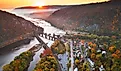 Harpers Ferry, West Virginia, USA on an autumn dawn.