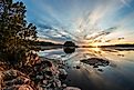 Sunset at Voyageurs National Park in Minnesota.