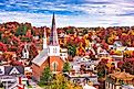 Montpelier, Vermont, USA Town Skyline in Autumn.