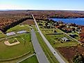 The aerial view of the stunning fall foliage and the Bear Creek Lake on Route 903 by Jim Thorpe, Pennsylvania