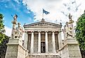 The Academy of Athens, an impressive classic architecture in Athens, Greece.