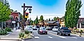 Lively Main Street in downtown Sisters, Oregon. Editorial credit: Bob Pool / Shutterstock.com