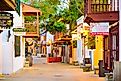 Shops and inns line St. George in St. Augustine, Florida, via Sean Pavone / Shutterstock.com