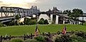 Two bridges crossing the Mississippi River in Vicksburg, Mississippi.