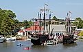 Pinta and Nina, Christopher Columbus replica ships, which are docked for tours in a Great Lakes harbor in South Haven, Michigan. Editorial credit: Susan B Sheldon / Shutterstock.com
