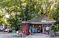 Outdoor bookstore, the Book Barn in Niantic, Connecticut. Image credit Faina Gurevich via Shutterstock
