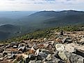 View from he top of Mt. Sugarloaf with a view of Mt. Spaulding and Mt. Abraham in Maine 