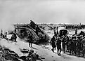 World War 1. British forces in Bapaume, France,