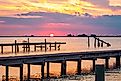 Sunset over Caminada Pass at Grand Isle, Louisiana.