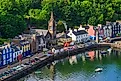 High angle view at Tobermory village, Scotland coast. 