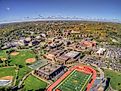 Aerial view of the University of Minnesota in Duluth, Minnesota.
