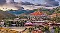 Downtown Park City, Utah, at dusk in autumn.