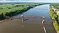 Historic railroad Katy Bridge over Missouri River in Boonville, Missouri