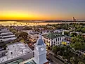 View of Fernandina Beach, Florida, at sunset.