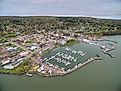 Aerial view of Bayfield, Wisconsin.