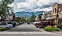 Downtown Whitefish, Montana, with the ski resort in the distance. (Editorial credit: Beeldtype / Shutterstock.com)